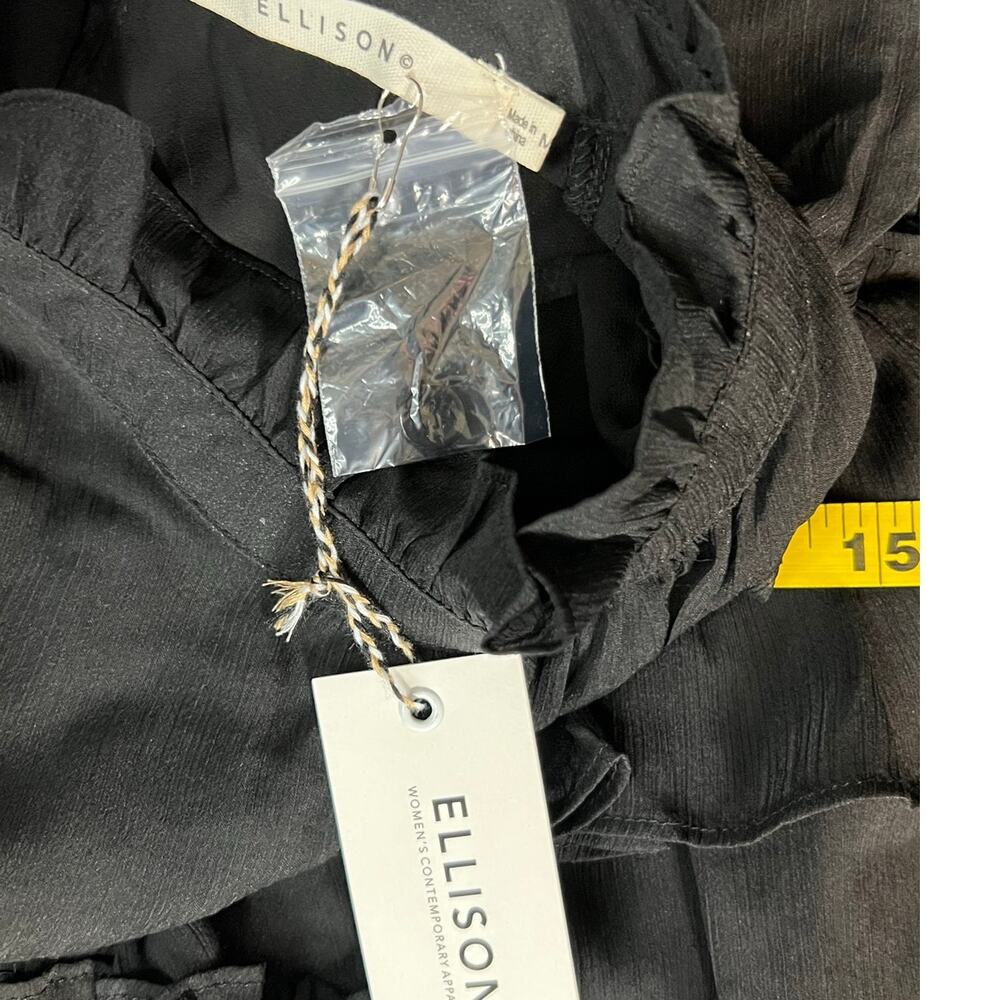 Ellison Black Tiered Ruffle Blouse NWT Medium Sheer Romantic Statement Top - Picture 6 of 8